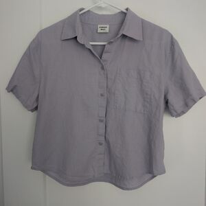 SUNDAY BEST Lavender Button Down Shirt, Short Sleeve, Size Small